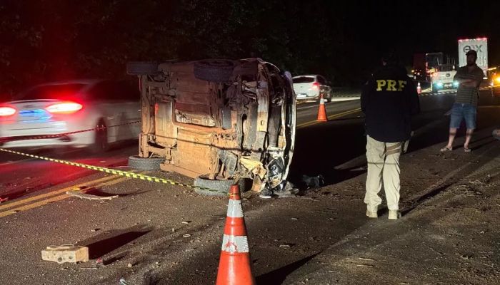 Candói - Homem morre após colisão seguida de capotamento na BR 277